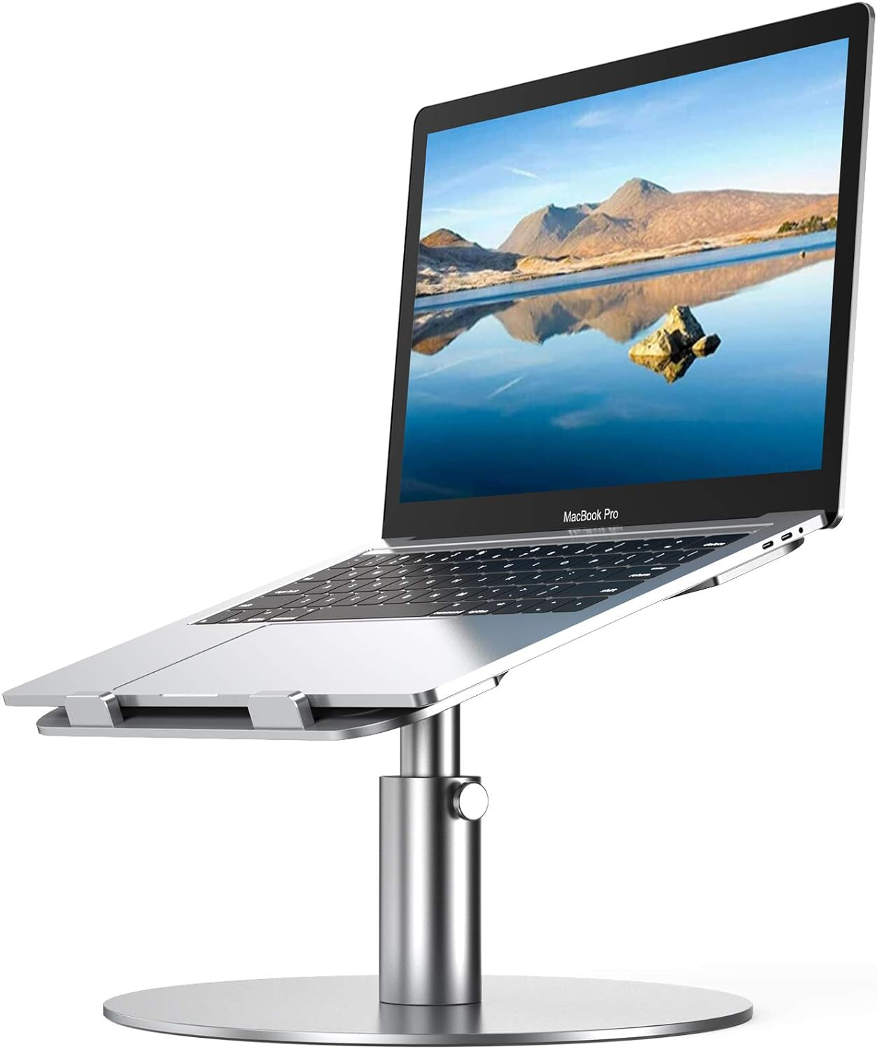 Adjustable Laptop Stand, Aluminum Laptop Riser, Multi-Angle Height Adjustable 360°Rotation Notebook Stand Desktop Holder Compatible with Mac Macbook Pro Air, Lenovo, Dell XPS, HP(10-17")