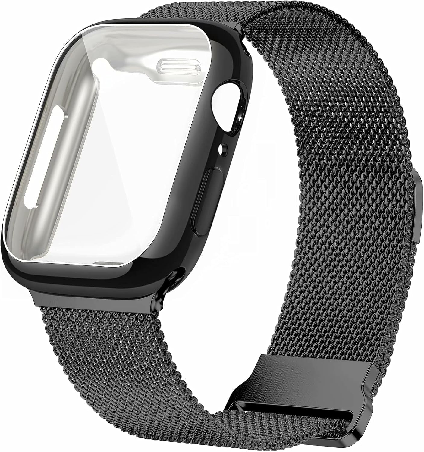 Metal Magnetic Bands Compatible for Apple Watch Band 42Mm with Case, Stainless Steel Milanese Mesh Loop Replacement Strap Compatible with Iwatch Series SE 10-1 for Women Men,Black