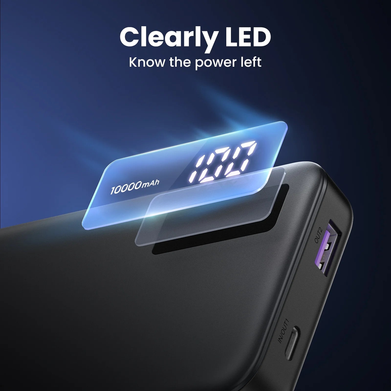 10000Mah Power Bank, 20W/22.5W Fast Portable Charger with 1.5Ft USB Cable, Black