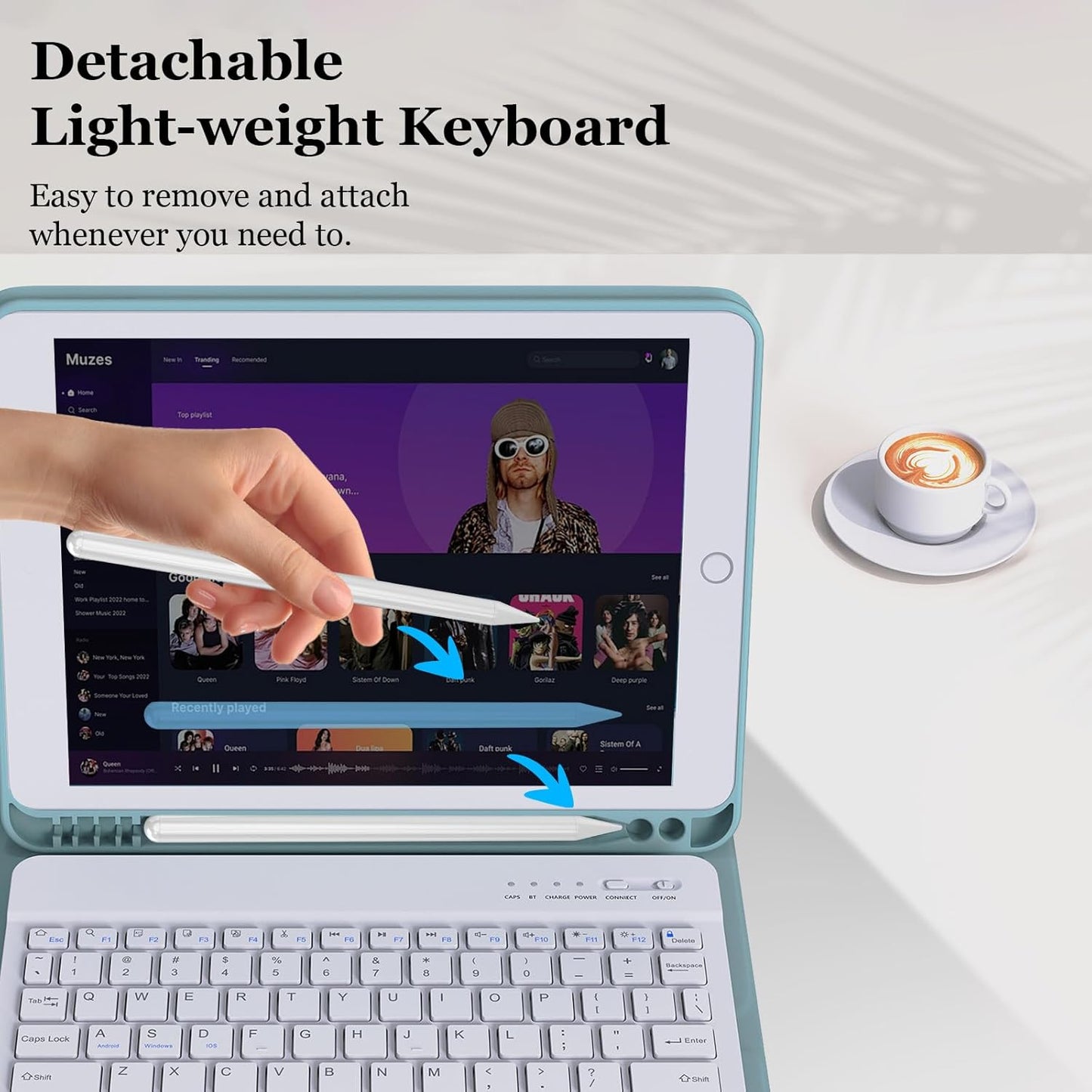 for Ipad Keyboard Case for 10.2" 9Th/8Th/7Th Generation 2021/2020/2019, Detachable Wireless BT Keyboard with Magnetic Protective Cover with Pencil Holder for Ipad Pro 10.5" 2019