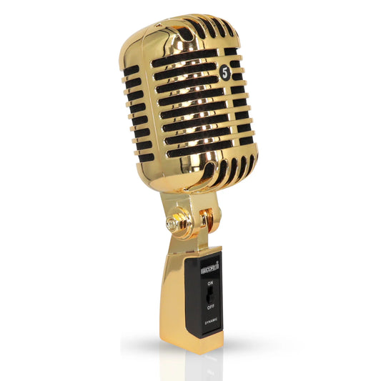 5Core Vintage Microphone Classic Dynamic Professional XLR Studio Retro Style Mic Gold