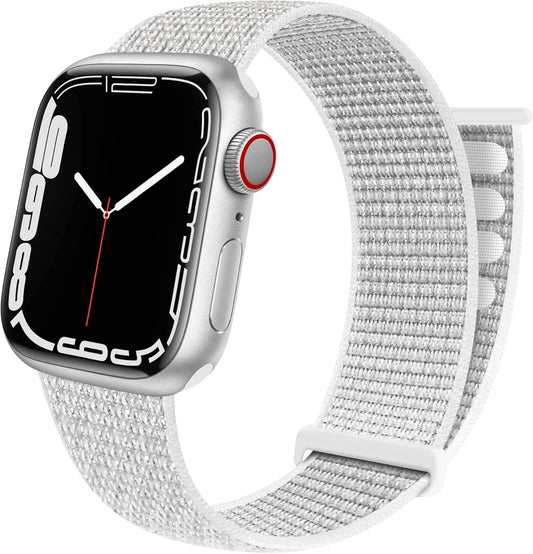 Sport Loop Band Compatible with Apple Watch Band 38Mm 40Mm 42Mm 44Mm Iwatch Series 6 5 SE 4 3 2 1 Strap, Nylon Velcro Women Men Stretchy Elastic Braided Adjustable Wristband, 42Mm 44Mm Summit White