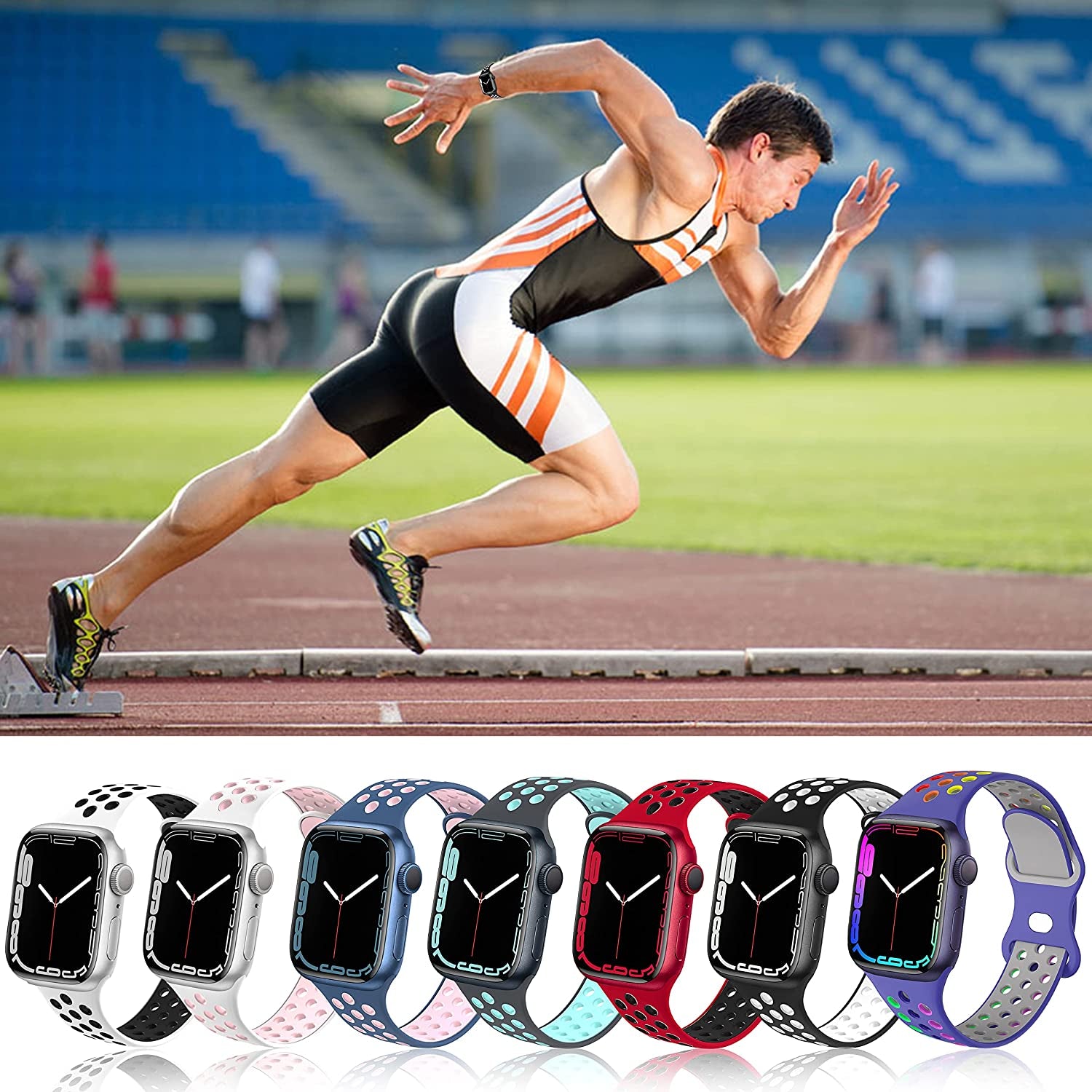 Silicone Bands Compatible with Apple Watch Band Soft Silicone Sport Bands Wristbands Replacement Strap Iwatch Series SE 7 6 5 4 3 2 1 for Women Men1