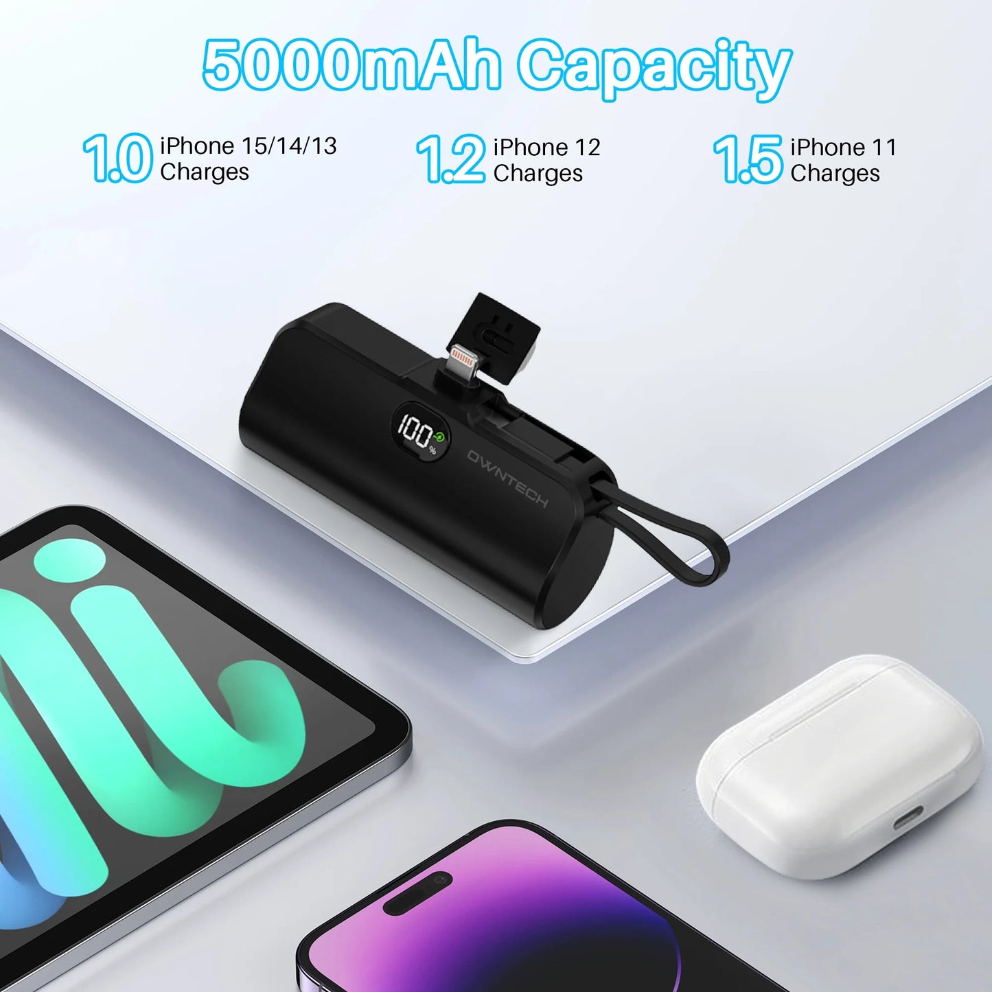 Portable Charger Power Bank for Iphone Android with LED Display 5000Mah Mini Fast Charger Battery Pack Compatible with Iphone 15/14/13/12