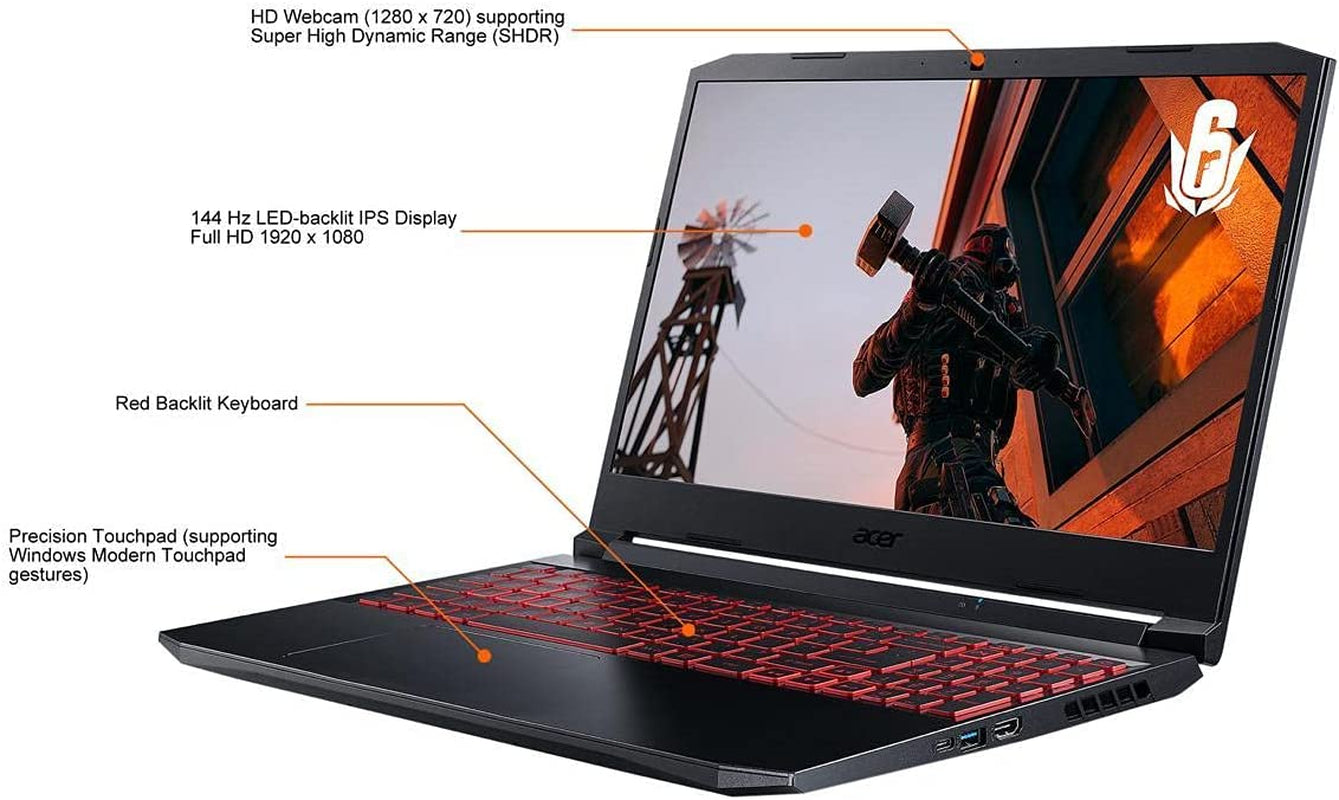 Newest Nitro 5 Premium Gaming Laptop: 15.6" FHD 144Hz IPS Display, Intel Gaming H Core I5-10300H, 32GB RAM, 512GB SSD+1TB HDD, Geforce RTX 3050, Wifi-6, Backlit-Kyb, DTSX, Cool Tech, Win10H, TF