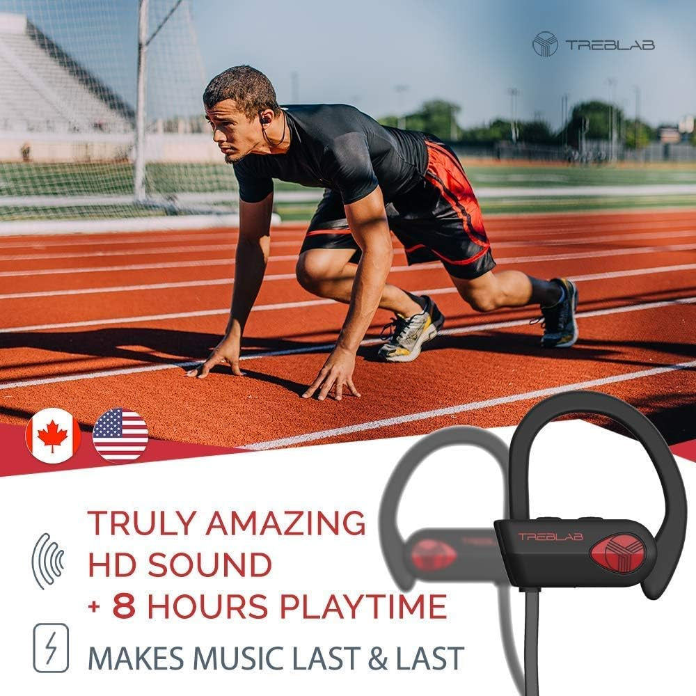 XR500 - Ultimate Cordless Bluetooth Running Headphones. Best Sport Wireless Earbuds for Gym. Noise Canceling Secure-Fit IPX7 Wireless Waterproof Headphones Mic. Workout Earphones 2019 Upgrade