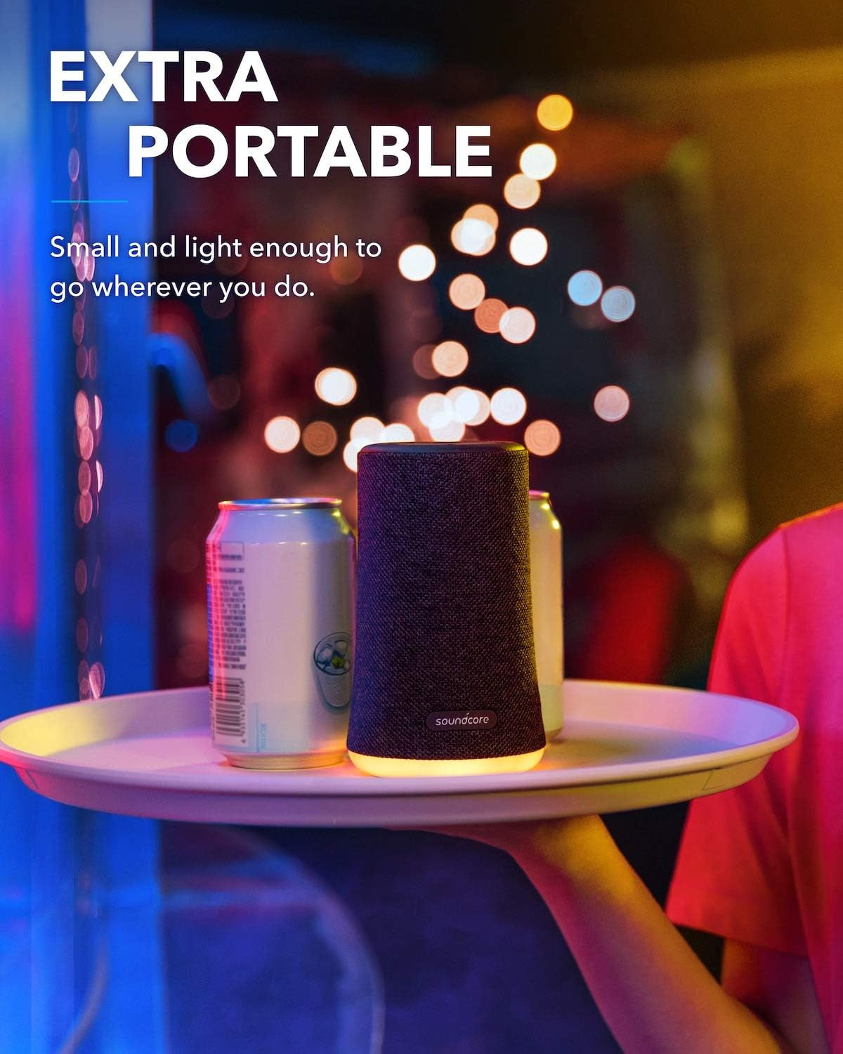 by  Upgraded Flare Mini Bluetooth Speaker, Outdoor Bluetooth Speaker, IPX7 Waterproof for Outdoor Parties, LED Light Show with 360° Sound and Bassup Technology, App