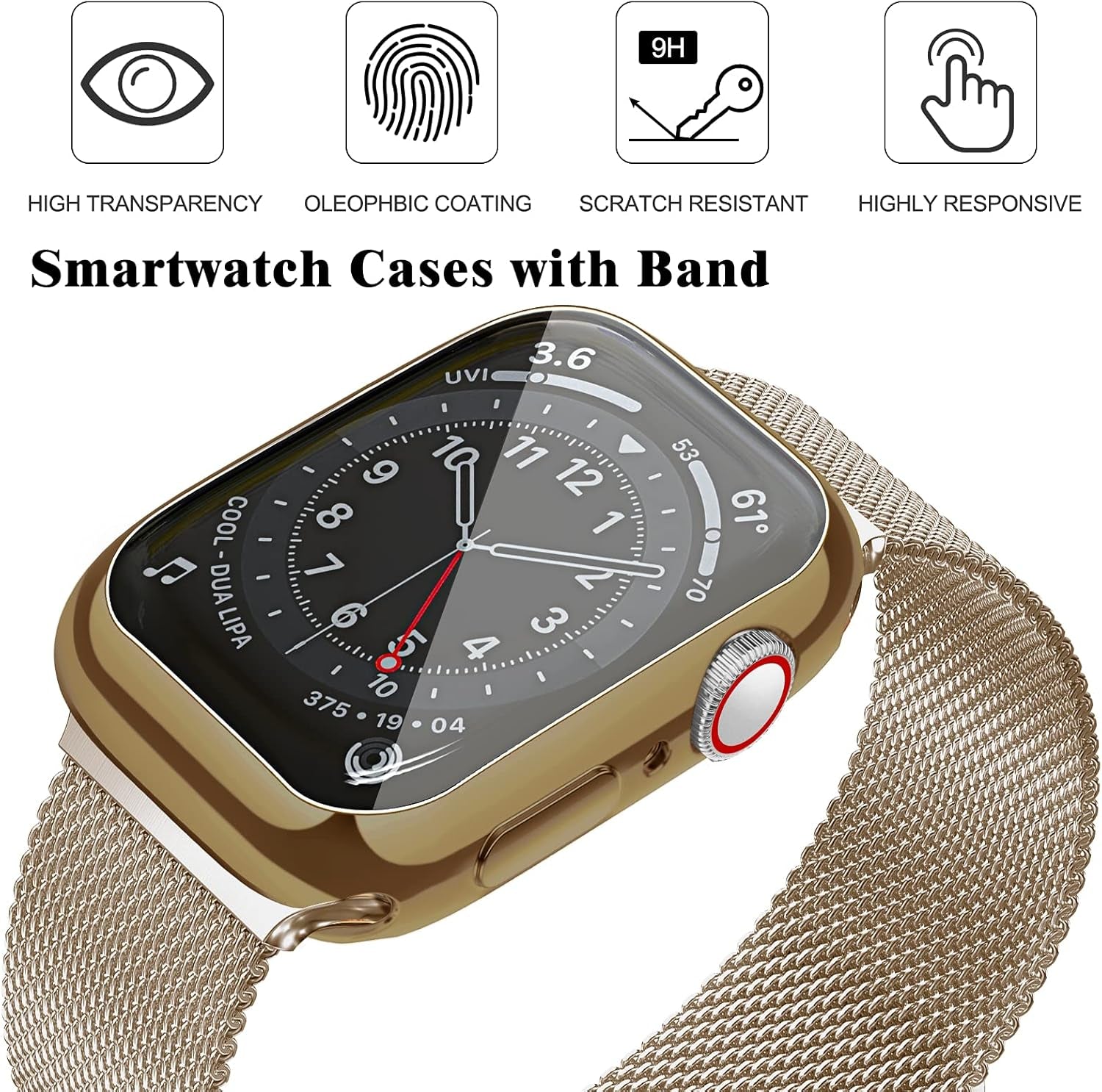 Metal Magnetic Bands Compatible for Apple Watch 38Mm with Case, Stainless Steel Milanese Mesh Loop Replacement Strap Compatible with Iwatch Series 10/9/8/7/6/5/4/3/2/1 SE Women Men, Light Gold