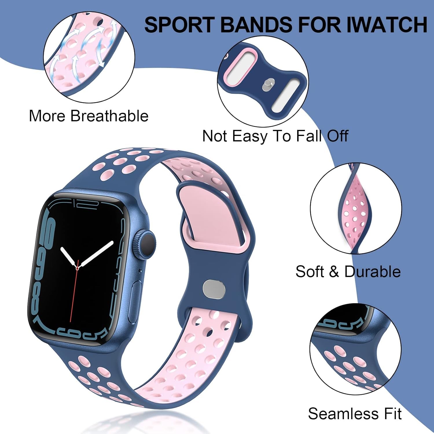 Silicone Bands Compatible with Apple Watch Band Soft Silicone Sport Bands Wristbands Replacement Strap Iwatch Series SE 7 6 5 4 3 2 1 for Women Men1