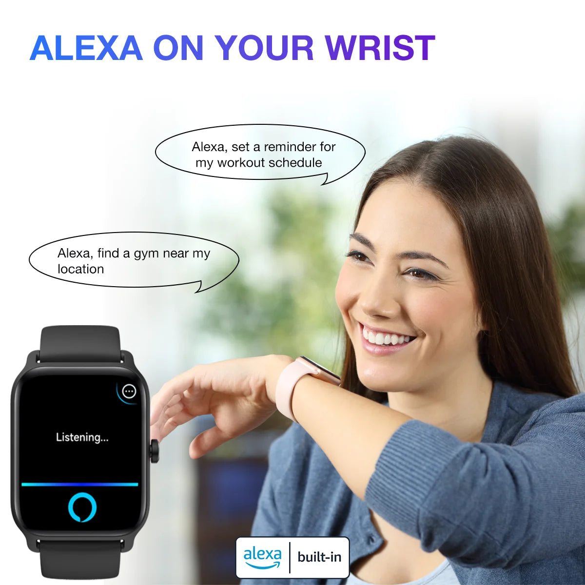 Smart Watch for Iphone & Android, Smartwatch for Men Women with Alexa Built-In, 1.8" Large Touch Screen, 14 Days Battery Life