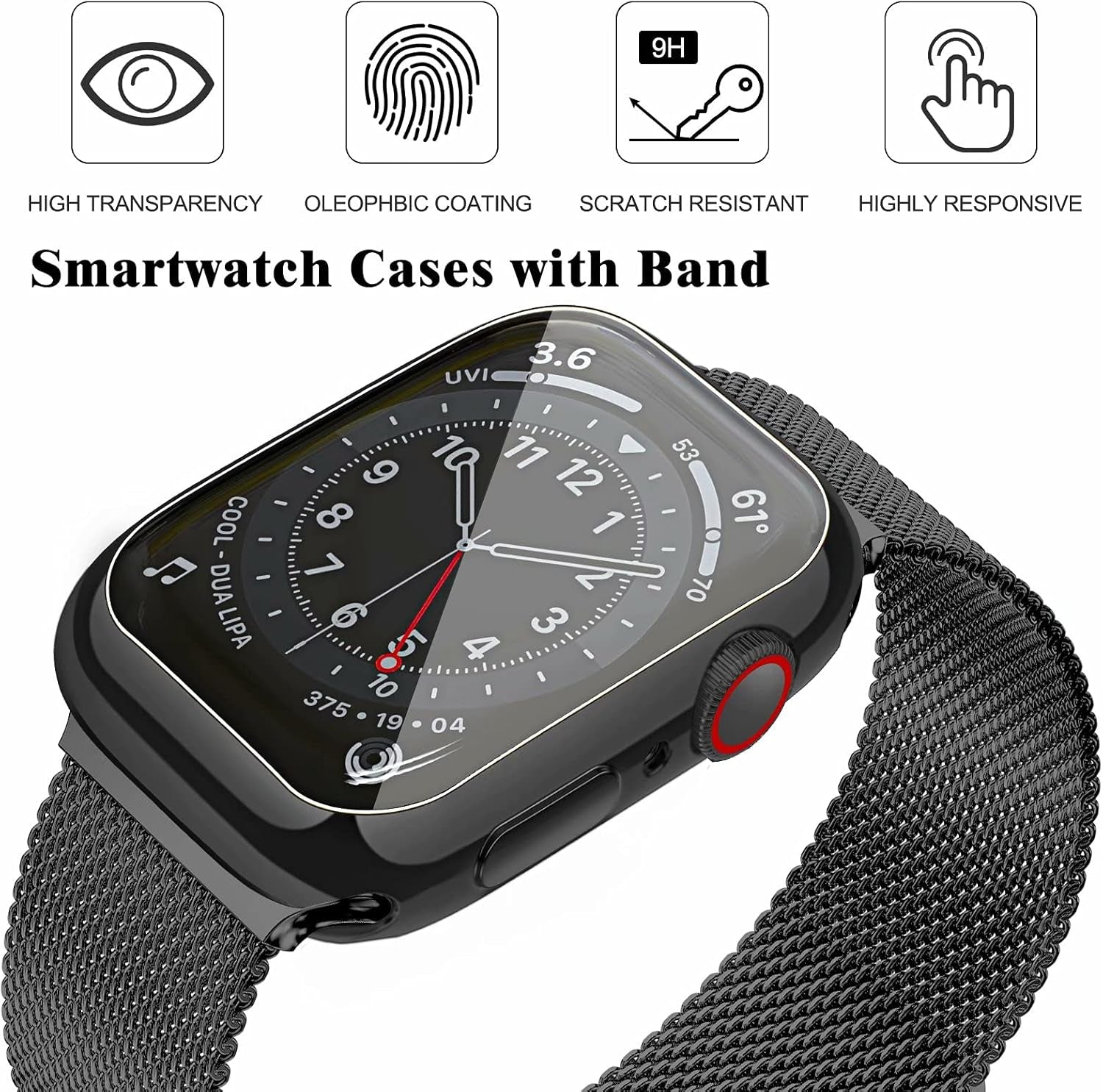 Metal Magnetic Bands Compatible for Apple Watch Band 42Mm with Case, Stainless Steel Milanese Mesh Loop Replacement Strap Compatible with Iwatch Series SE 10-1 for Women Men,Black