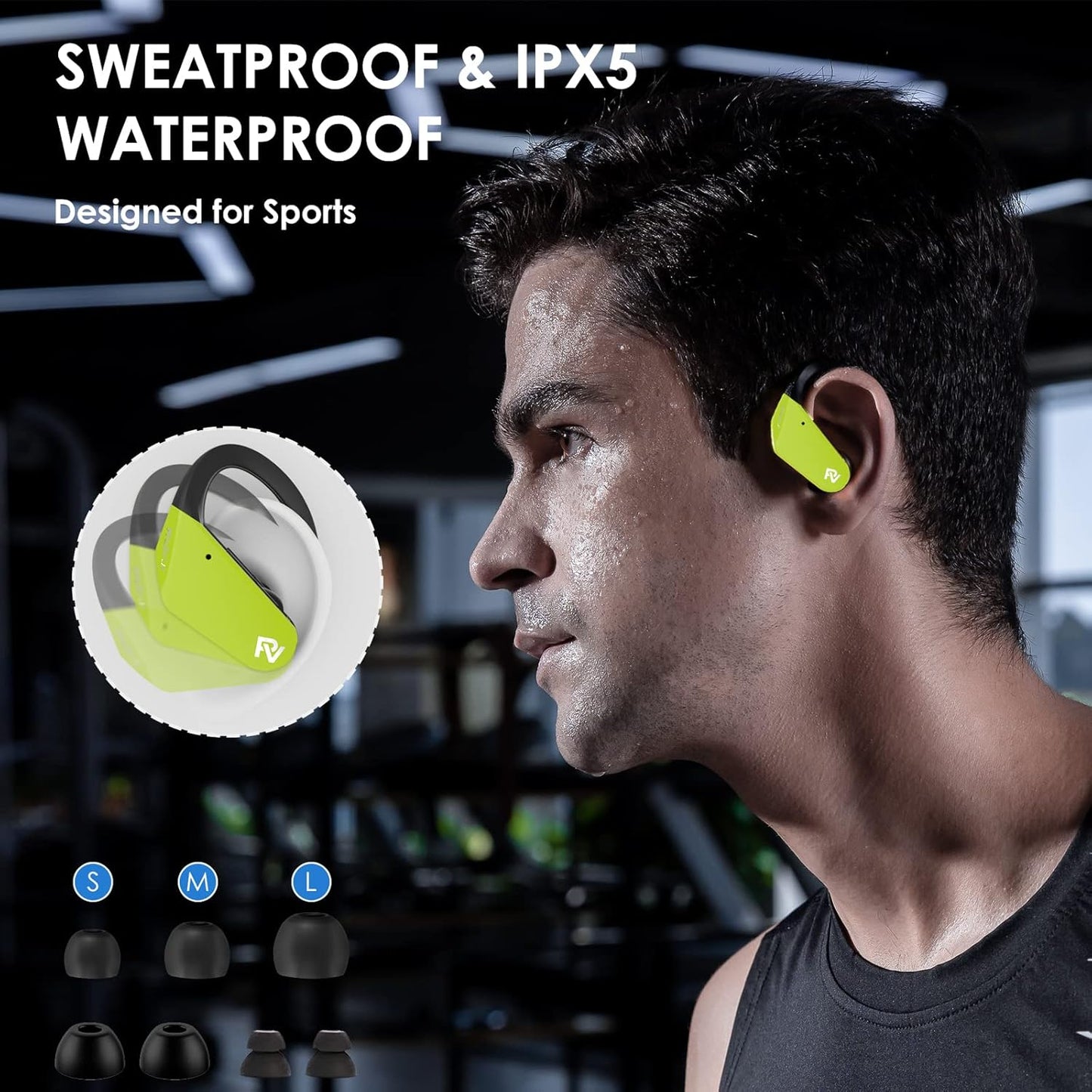 Wireless Earbuds Bluetooth 5.2 Headphones CVC8.0 Noise Cancelling Earbuds for Sport Sweatproof Wireless Earphones, 4 Mic for Clearer Call, Deep Bass Stereo In-Ear Headphones, Fast Pair