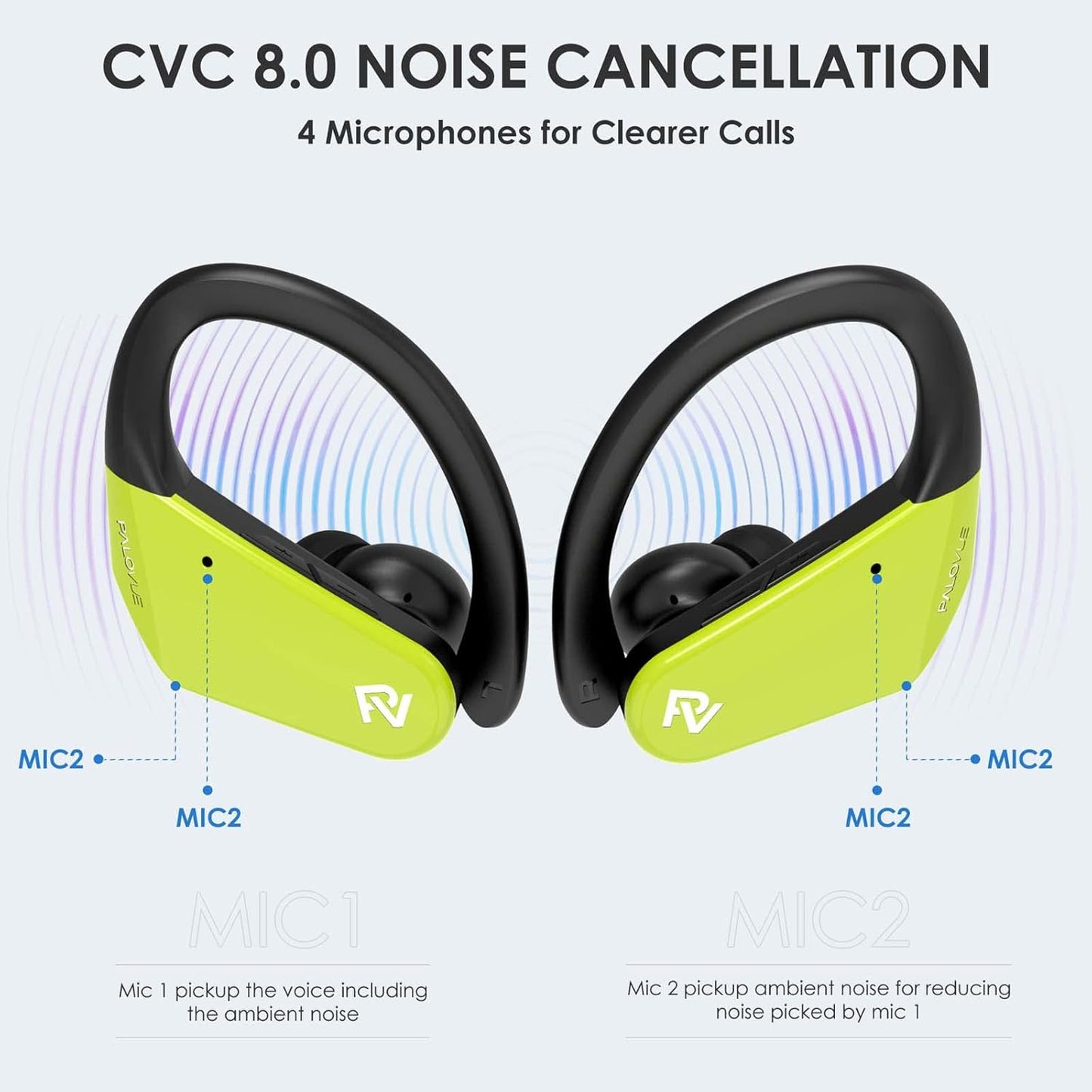 Wireless Earbuds Bluetooth 5.2 Headphones CVC8.0 Noise Cancelling Earbuds for Sport Sweatproof Wireless Earphones, 4 Mic for Clearer Call, Deep Bass Stereo In-Ear Headphones, Fast Pair